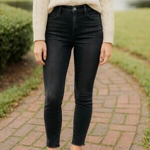 Garage Black High Waisted Skinny Jeans Ankle casual Raw Hem Size 01